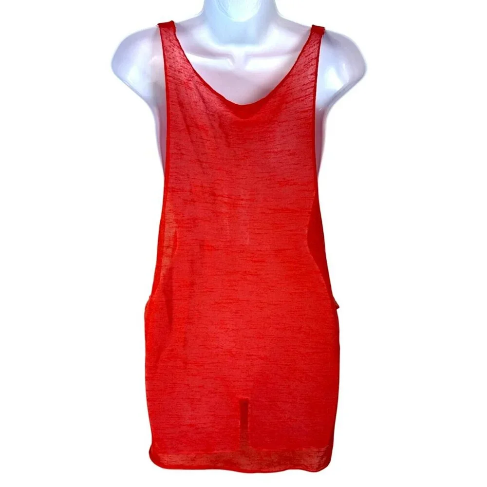 American Flag Sheer Red Tank Top Womens Graphic Print Patriotic USA Med - Picture 2 of 9